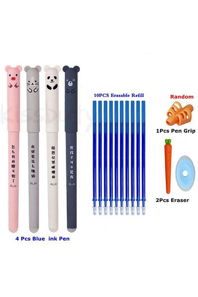 Choice 17Pcs-Blue Kawaii Erasable Gel Pen Set Cartoon Animals Cute Cat Erasable Pen Erasable Refill Rod Was