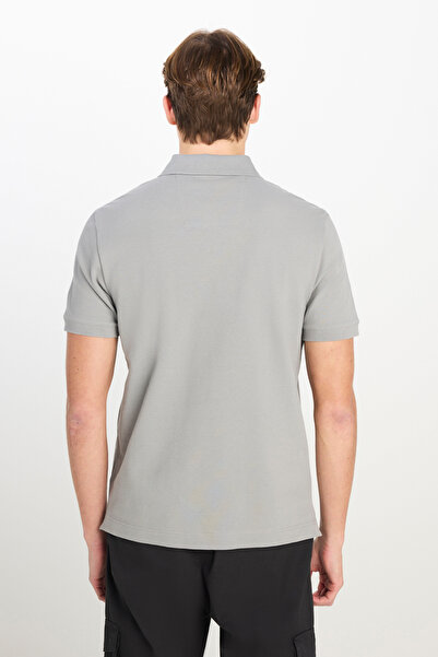 Lee Ανδρικό μπλουζάκι με κανονική εφαρμογή βαμβακερό γκρι γιακά πόλο - L2510551035