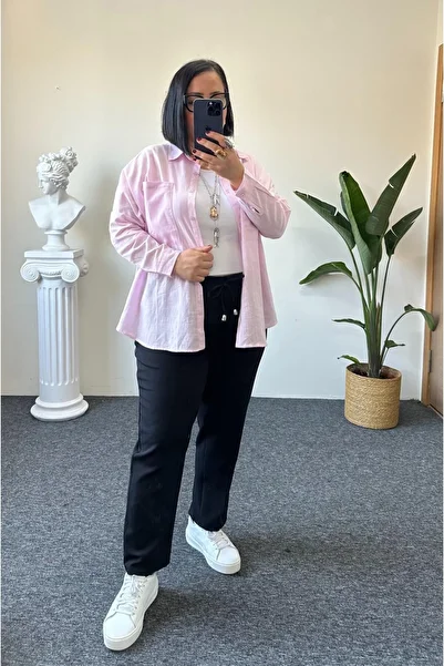Vio Moda Büyük Beden Double Crepe Carrot Leg Trousers