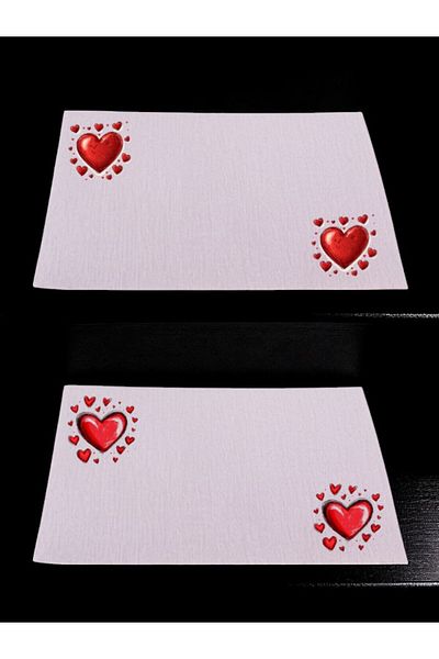 lili hediyelik Heart And Hearts εμπριμέ τραπέζι κουζίνας 2 τεμαχίων λινό πανί σερβιρίσματος 28x40 εκ. American Service