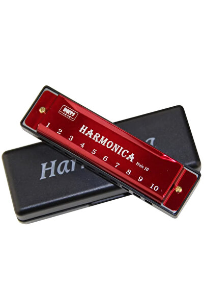 Choice Red Harmonica Key of C 10 Hole Diatonic Harmonica C with Case for Begi...