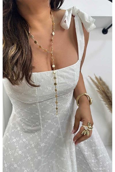 Sohotique By P Rochie Brodată Guler Pătrat Cu Dantelă Ecru