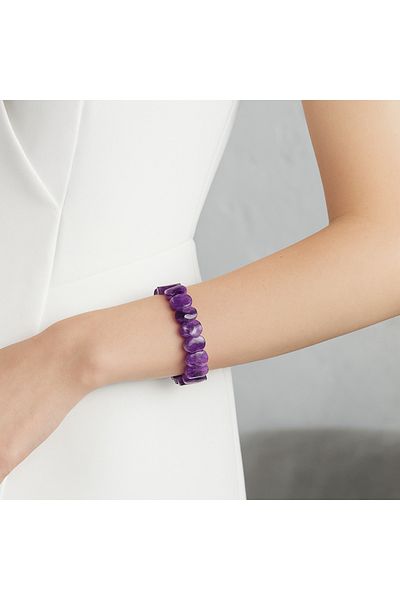 Safnaturel Igsl Certified Amethyst 9 X 14 mm Special Cut Bracelet
