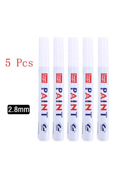 Choice 5 pcs 2.8mm White Marker Pens set Oily Waterproof White Gel Pen DIY Graffiti Sketching Marker Statio