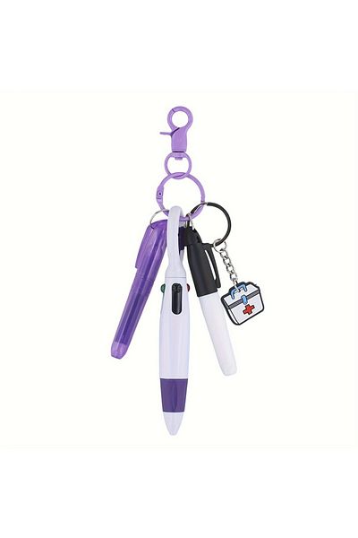 Choice Purple 1 set Mini Highlighter Nurse Pens Set for Badge Reel Pen Include 1 Tip Highlighter 1 Permanen