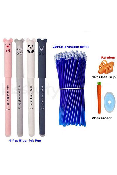 Choice 27Pcs-Blue Kawaii Erasable Gel Pen Set Cartoon Animals Cute Cat Erasable Pen Erasable Refill Rod Was