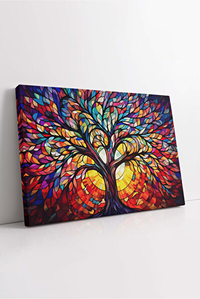KOSS Dijital Pictură pe pânză cu arborele vieții colorat, pânză cu arbore col...
