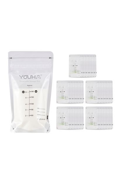 Choice1 50PCS YOUHA Breastmilk Storage Bags Milk Storing Bags for Breastfeeding 180ml/6oz Capacity Pre-Steri