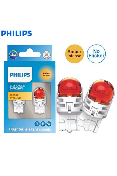Philips 7440 W21W WY21W T20 كهرماني Philips Ultinon Pro6000 LED W21W WY21W 7440 T20 أبيض أحمر كهرماني جهة اتصال واحدة