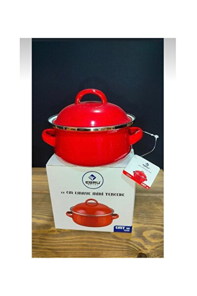 abnturk 12cm Kırmızı Renk Emaye Mini Tencere