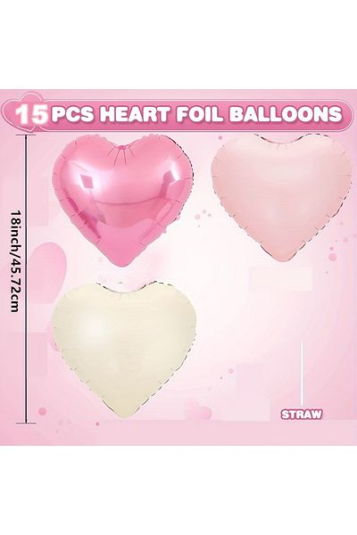 Choice 18inch 15pcs 15pcs 18inch Pink Cream Color Love Foil Heart Helium Balloons Wedding Birthday Party Ba