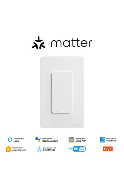 MOES 1 Gang Switch MOES Tuya Matter WiFi Smart Light Button Switch App Control Neutral Wire Required Grou
