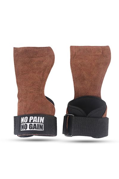 Choice Brown Gym Grips For Men Women Cowhide Palm Guards Weightlifting Fitness Workout Gloves Grips with Wr