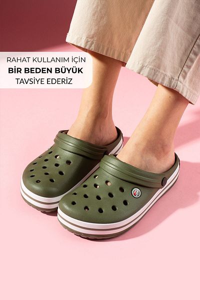 FUGA MODA Siveti Green Perforated Polyurethane Closed Front Wet Floor Slippers and Sandals