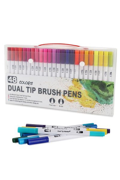 Choice W-48 colors 12/48/72/132 Colors Watercolor Art Markers Brush Pen Dual Tip Fineliner Drawing for Call