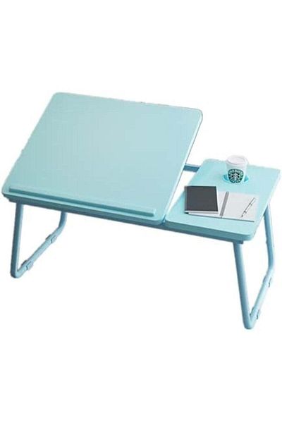 huitich Wood Multi-Purpose Adjustable Laptop Desk for Study and Reading with Foldable Non-Slip Legs Blue