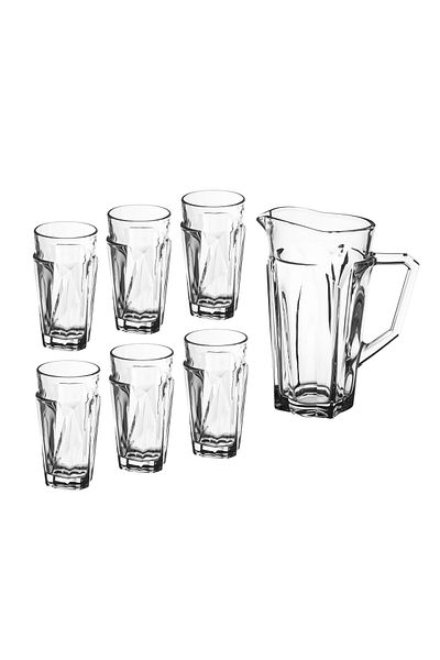 Delisoga Glass Pitcher and Cups Set 7 Pieces