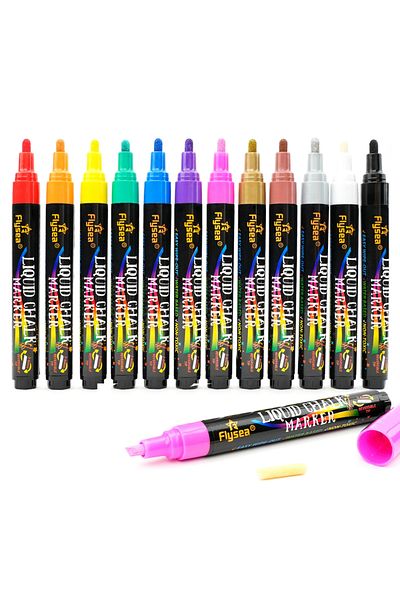 Choice 12 Colors 12PCS/Set Liquid Chalk Marker Pens Erasable LED Writing Board Glass Window Art 12 Colours