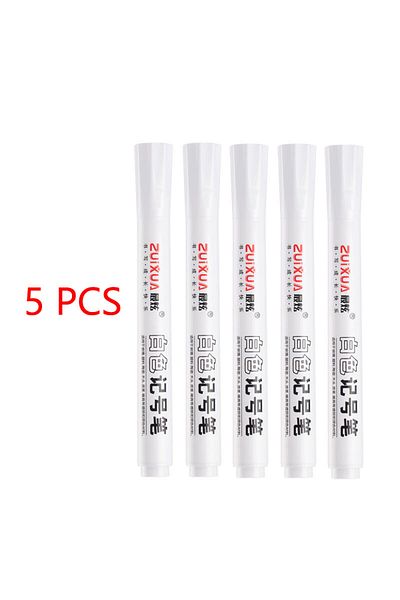 Choice 5 pcs 2.0mm White Marker Pens set Oily Waterproof White Gel Pen DIY Graffiti Sketching Marker Statio