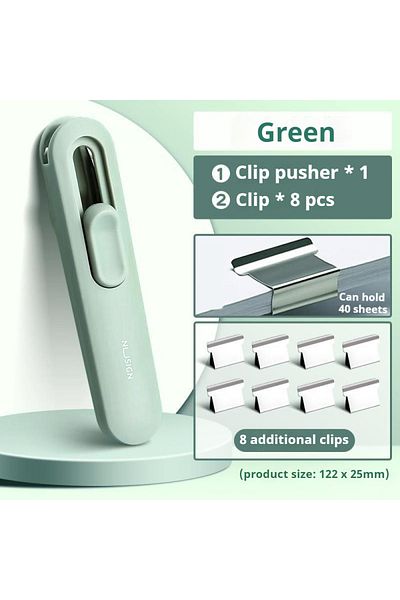 Choice green Mini Traceless Reusable Hand Clamp Push Stapler Paper Book File Office School Student Binder B
