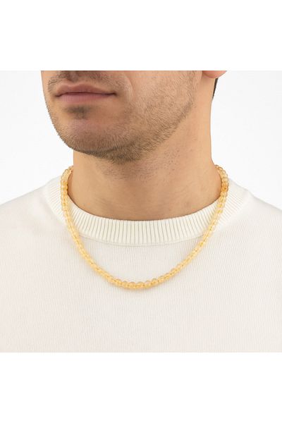 Safnaturel Igsl Certified Citrine 6 mm Strand Natural Stone Necklace