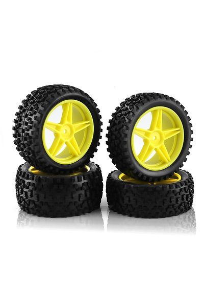 Choice 4pcs yellow RS Wear-Resistant Off Road Tires Plastic Wheel Rim Rubber Tyre for 1:10 RC Car HSP 94107