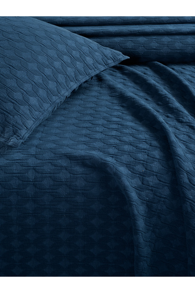 BED LİNE Elvira Yatak Örtüsü Seti Tek Kişilik Koyu Mavi Kutulu