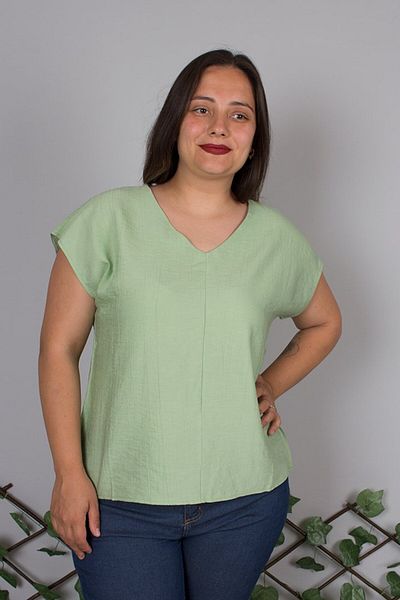 Truva XXL V-Neck Crepe Silk Blend Tiril Tiril Green Blouse – the Meeting of Elegance and Comfort