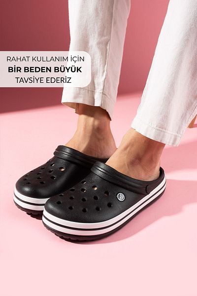 FUGA MODA Stefan Black Perforated Polyurethane Closed Front Wet Floor Men's Slippers and Sandals