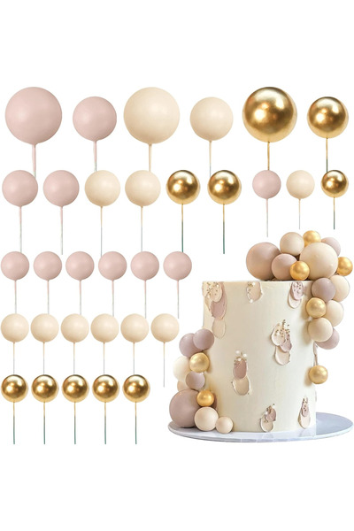 Choice light brown Apricot Gold Light Brown Ball Cake Topper Shaped Cupcake I...