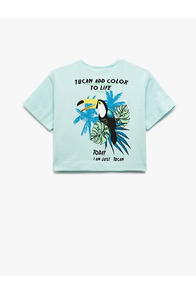 Koton Βαμβακερό μπλουζάκι με κοντό μανίκι New Season Crew Neck με λεπτομέρεια εκτύπωσης