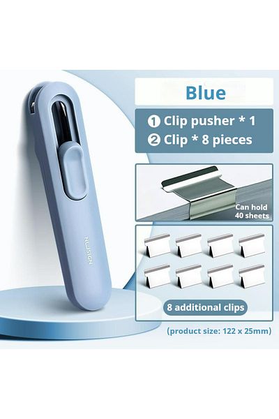 Choice Blue Mini Traceless Reusable Hand Clamp Push Stapler Paper Book File Office School Student Binder Bi