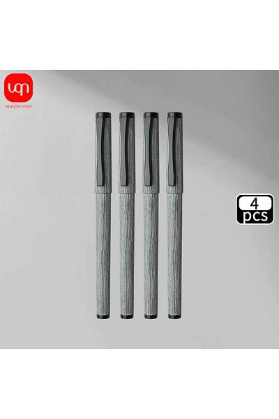 Choice black 4pcs Wood grain style neutral pen writing evenly smooth personalized design durable for office