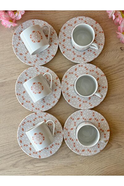 Porland Tamina Desen3 6 Kişilik 12 Parça Kahve Fincan Takımı 90cc