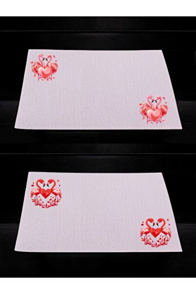 lili hediyelik Masa de bucatarie imprimata inima si Flamengo 2 bucăți cârpă de servire din in 28x40 cm serviciu american