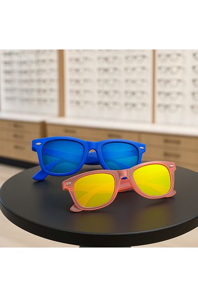 CHANCE GİFT 2 Pcs Girls-Boys Mirrored Sunglasses Brother Sunglasses Combination Uv400 Protected Rb Case