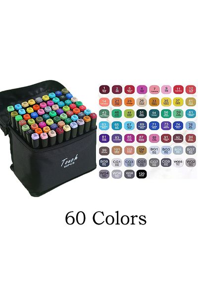 Choice 60 colors 24-60 Colors Oily Art Marker Pen Set for Drawing Double Headed Sketching Tip Based Markers