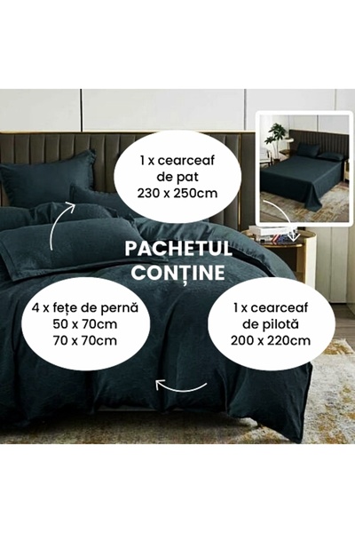 PATONE Bed linen Bumbat Satinat Baroque UNI, 6 pieces, double bed, black