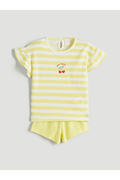 LC Waikiki Sari Striped Girl's Blouse and Shorts 2-Piece
