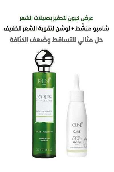 Keune KION Hair Follicle Stimulation Kit - So Pure Energizing Shampoo + DermaActive Lotion for Strengthening Thinning Hair