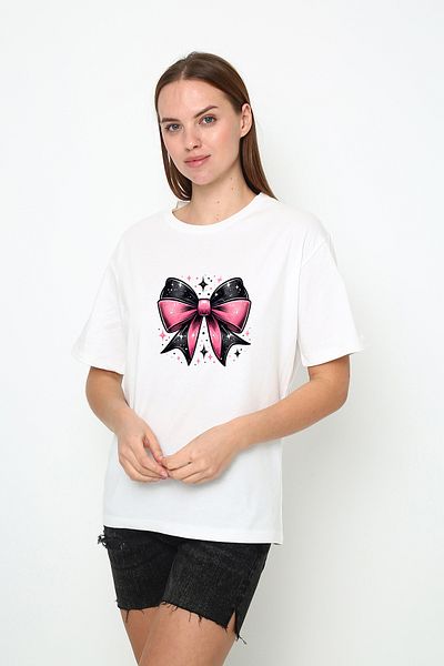Oasis tricou oversize pentru femei, cu dungi duble, cu imprimeu, cu decolteu rotund