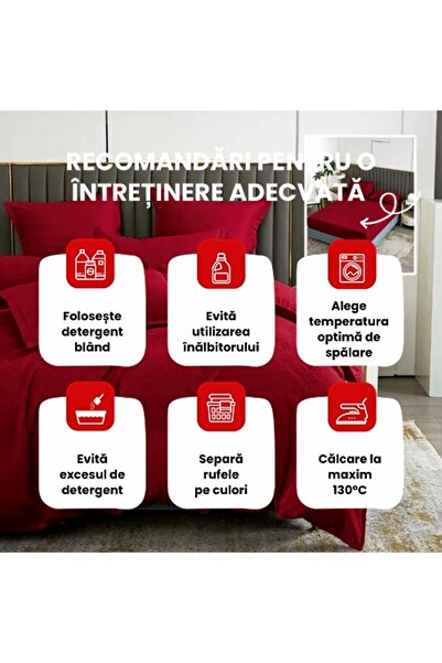 PATONE Bed linen Cotton Satin Baroque UNI, 6 pieces, fitted sheet 160x200cm, double bed, red