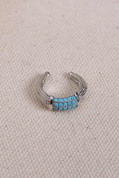 Süspüs Accessories Turquoise Zircon Stone Silver Color Single Compression Cartilage Earring