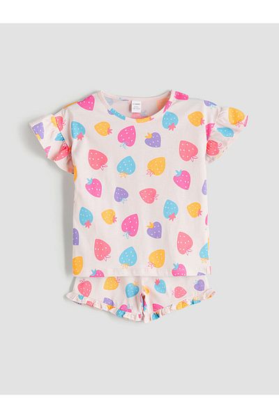 LC Waikiki Lcw Heart Printed Girl's T-Shirt and Shorts 2-Pack