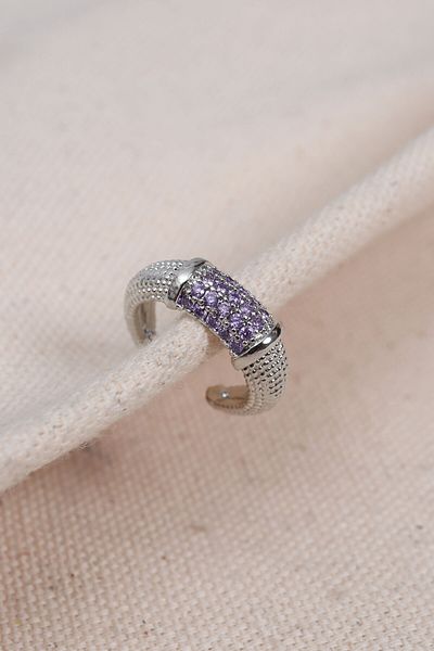 Süspüs Accessories Lilac Zircon Stone Silver Color Single Compression Cartilage Earring