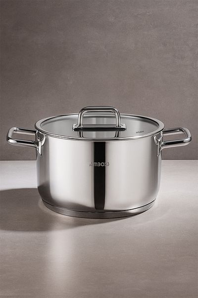 Amboss Nova Stainless Steel Deep Pot with Glass Lid 18X9 cm