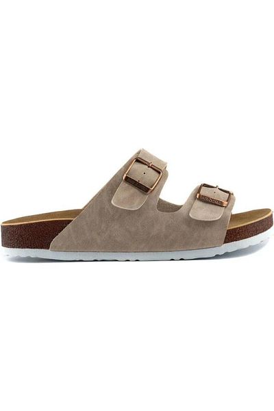 Roy Jones 7001 Beige Men's Comfort Casual Anatomic Buckle Slippers