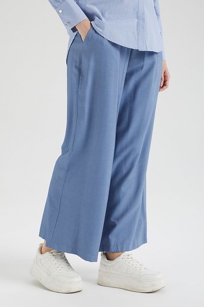 Armine Pantaloni albaștri de vară cu talie elastică Trend