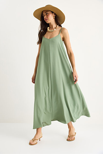 Bianco Lucci Γυναικείο ντραπέ άνετο καλοκαιρινό φόρεμα με λουράκι 5247 60281074