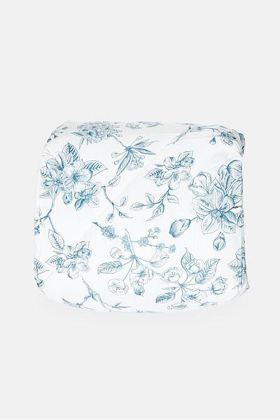 Catherine Malandrino King 3Pcs Floral Print Cotton Feel All-Season Comforter Set, Blue